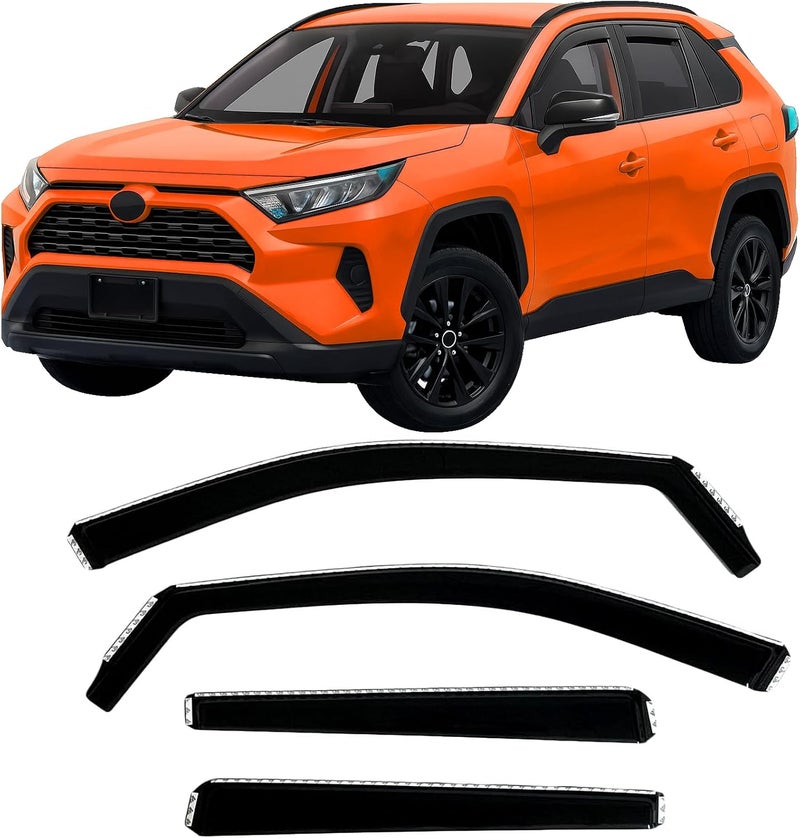 Optimal Co 2019-2025 in-Channel Rain Guards Side Window Visor Deflectors for Toyota Toyota Rav4 SE XSE LE XLE Adventure Limited Hybrid 2020 2021 2022 2023 2024 - Image 1